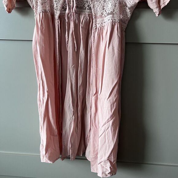 Vince Camuto Swim Cover Up Womens OS Pink Boho Crochet Lace Empire‎ Waist Kimono - Picture 4 of 12